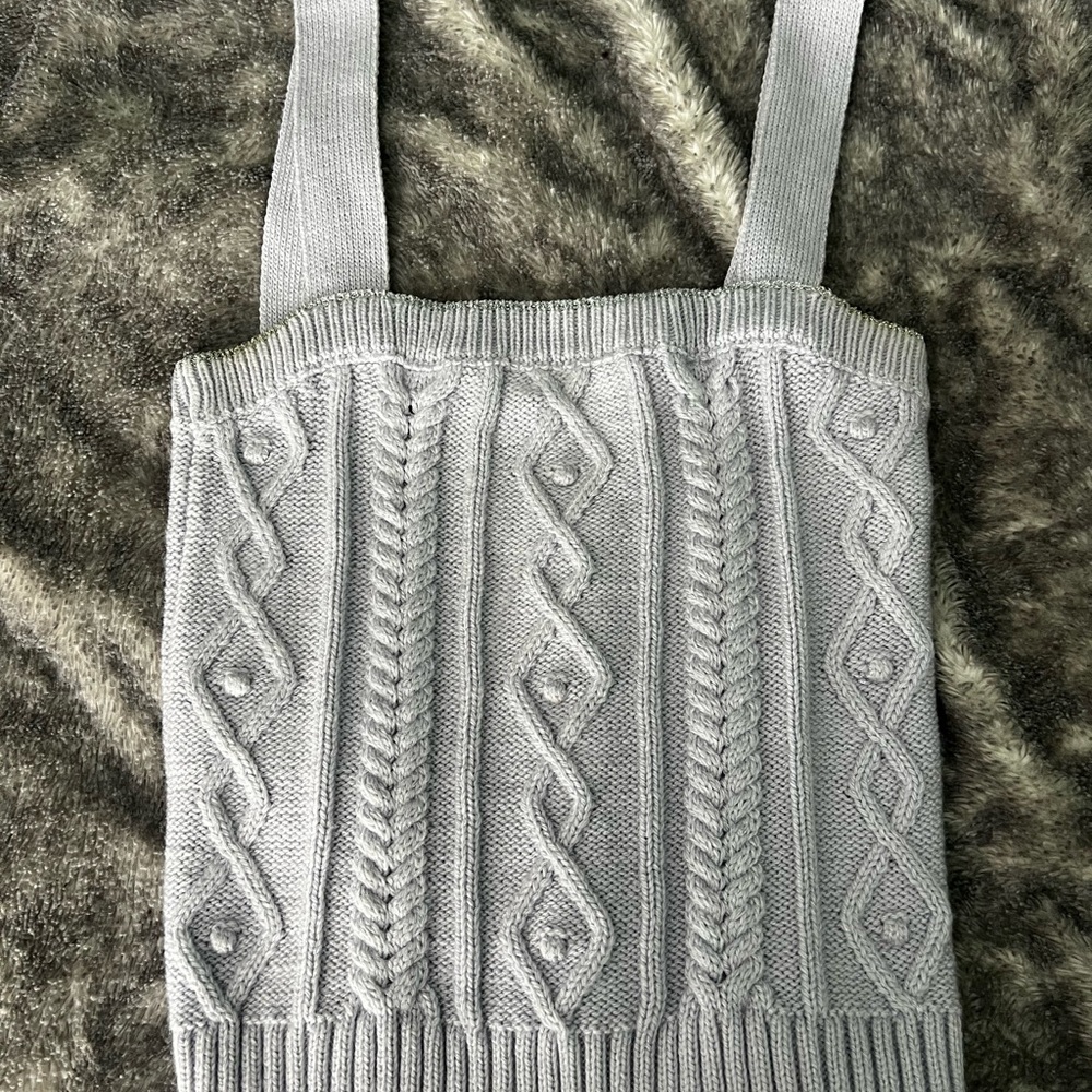 Zara Gray Cable Knit Crop Top